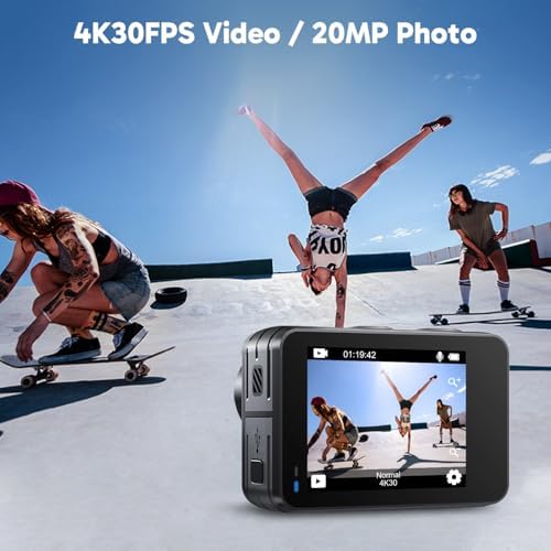 AKASO Brave 7 LE 4K30fps Action Camera with 128GB MicroSDXC U3 Memory Card Accessories Kit Bundle Ultra HD 131FT Waterproof Camera EIS 2.0 WiFi Remote Control Zoom Underwater Camera - Image 2