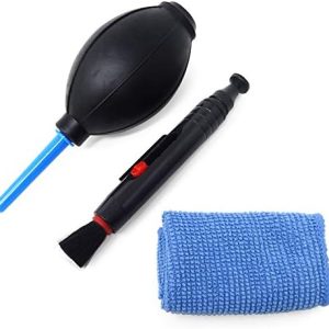 Honbay 3-in-1 Camera Cleaning Kit: Air Blower, Cloth, Pen - Black Silicone for Optics