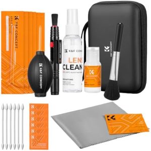 K&F CONCEPT 25-1 Professional Camera Cleaning Kit for DSLR Cameras with APS-C Sensor Cleaning Swabs/60ML&20ML Lens Cleaner/Cleaning Wipes/Camera Blower/Lens Pen Brush/Microfiber Cloths/Carrying Case